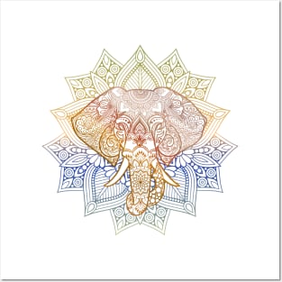 Elephant Mandala Vintage Grunge Posters and Art